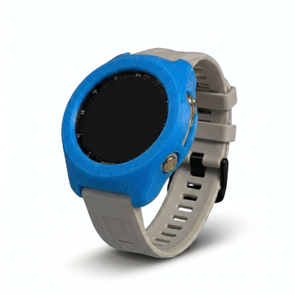 Hülle für Garmin Descent MK3i 43mm in blau mit grauem Armband, schützt den Tauchcomputer optimal.