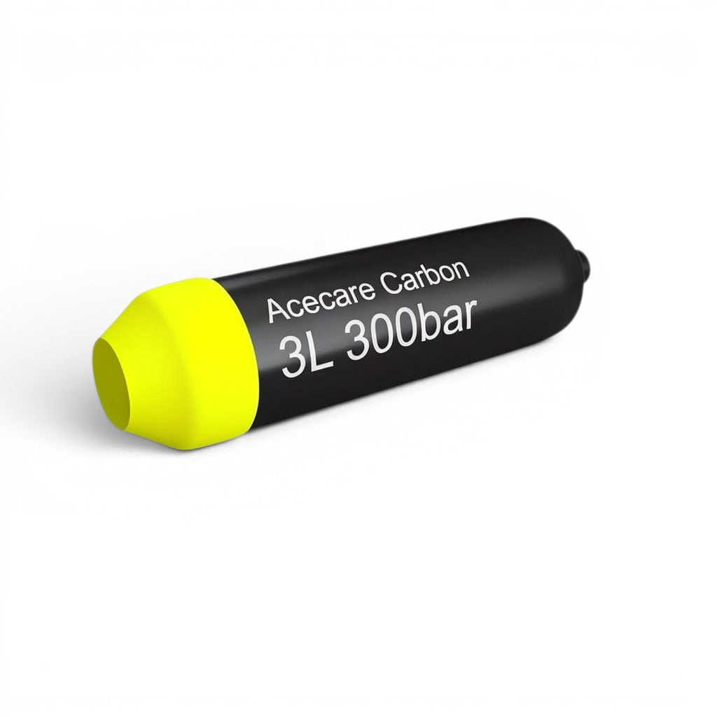 FrescH-print RB Tank Shield Schutzkappe für Acecare Carbon 3L 300bar Flaschen, schwarz mit gelber Kappe