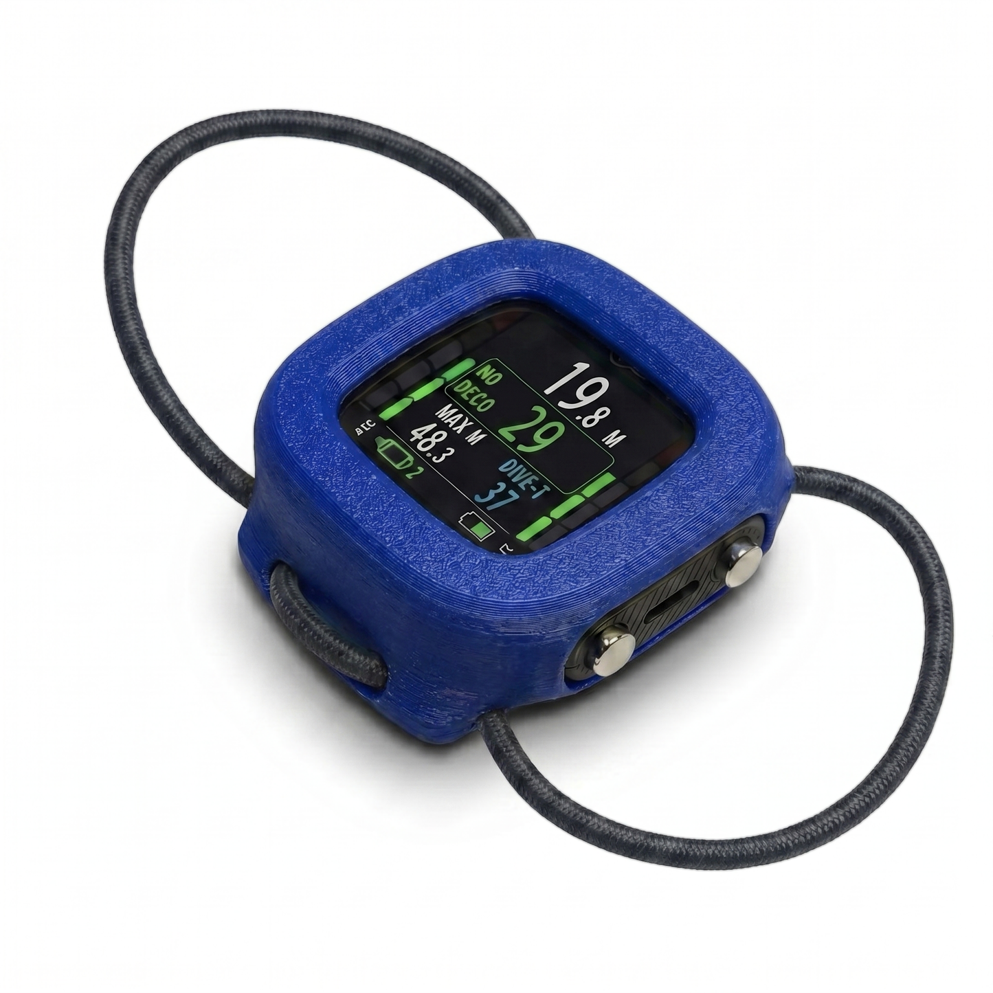 Hülle für Aqualung i330r Bungee, blauer TPU-Schutz für Tauchcomputer i330R, zeigen Daten und Anzeige.