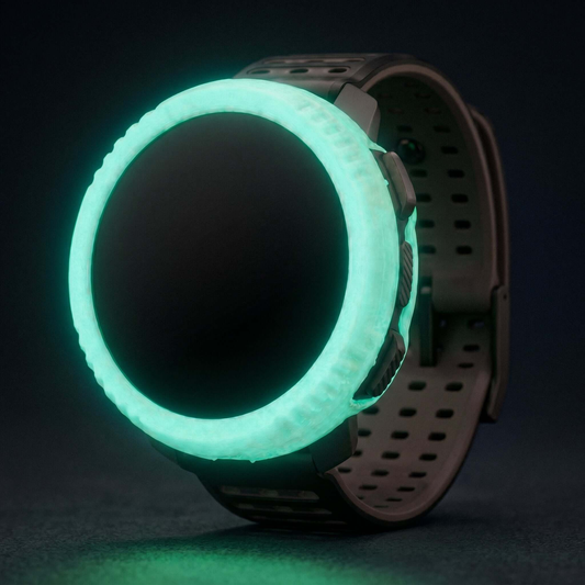 Hülle für Suunto VERTICAL – beleuchteter smartwatch Schutzring auf dunklem Hintergrund