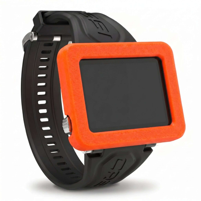 Hülle für Cressi Rafaello - orangefarbene Schutzhülle für Tauchcomputer mit schwarzem Armband.