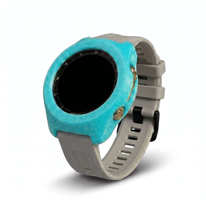 Hülle für Garmin Descent MK3i 43mm in türkis mit grauem Armband, schützt den Tauchcomputer.